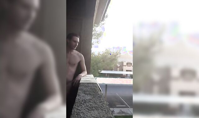 Exhibitionist Jacking Off on Balcony Almost Seen 3