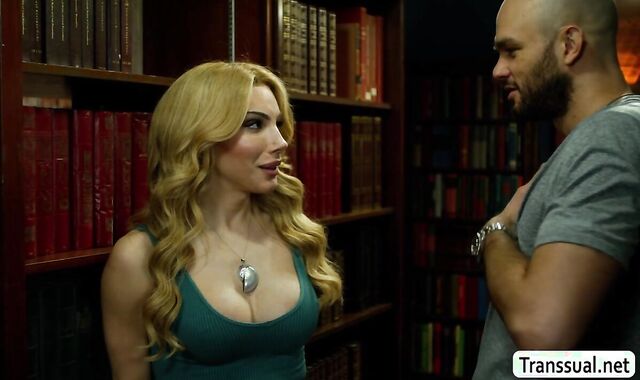 Big tits Trans anal fucked inside the library
