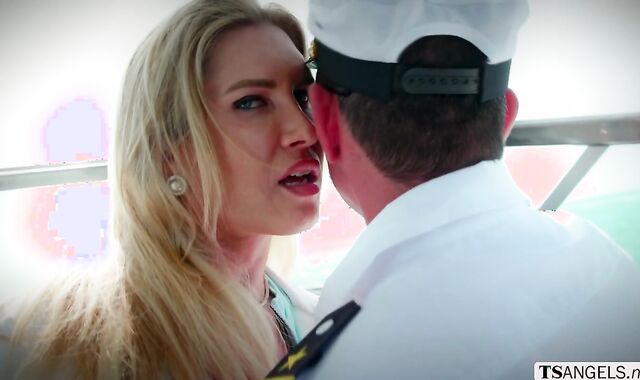 Yacht captain enjoys fucking the ass of TS client