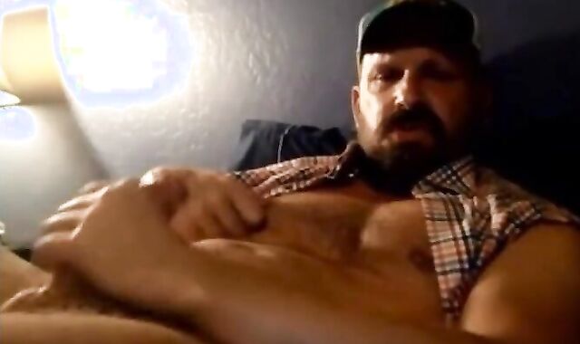 Bearded Muscle Daddy Jerks Off in Truck 3