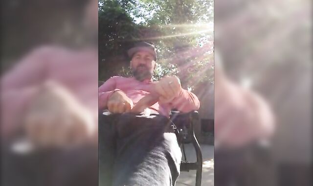 Outdoor Masturbation: He Strokes It in the Garden
