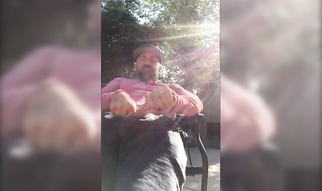 Outdoor Masturbation: He Strokes It in the Garden