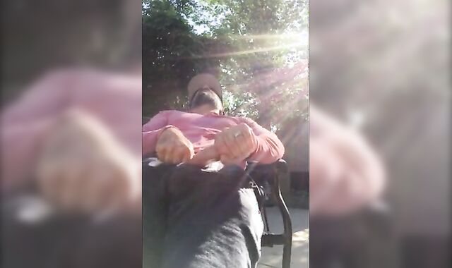 Outdoor Masturbation: He Strokes It in the Garden