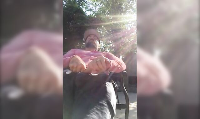 Outdoor Masturbation: He Strokes It in the Garden