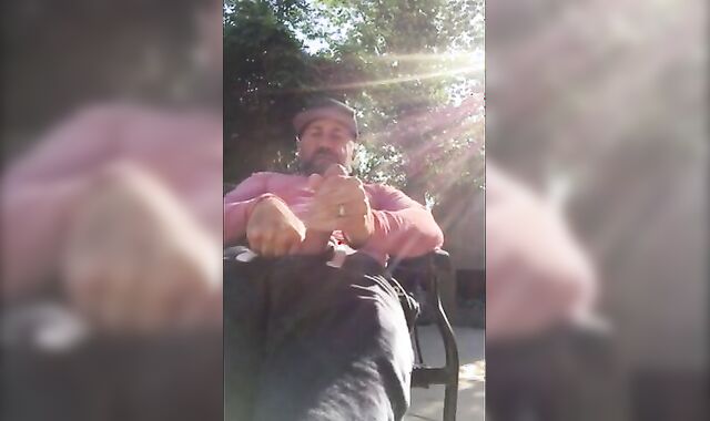 Outdoor Masturbation: He Strokes It in the Garden