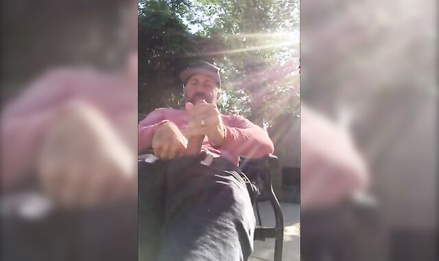 Outdoor Masturbation: He Strokes It in the Garden