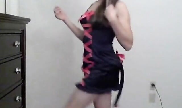 Teasing Crossdresser Shows Off Small Cock