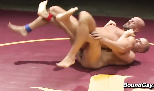 Eli Hunter And Mitch Vaughn Naked Mat Wrestling Jockstrap To Rough Domination