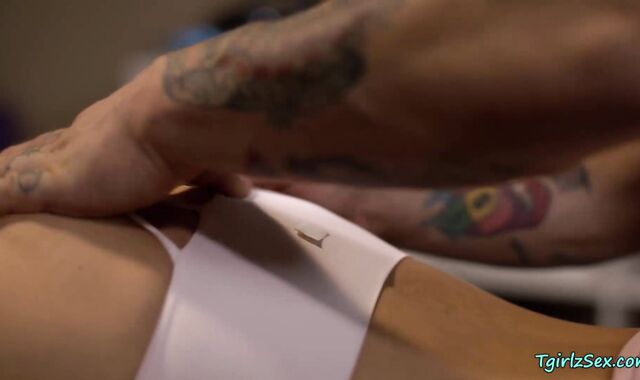 Tattooed Shemale Gets Pounded Hard